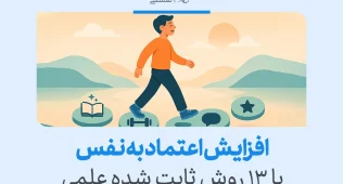 افزایش اعتماد به نفس با ۱۳ روش ثابتشده علمی 5 پسر در حال قدم زدن روی سنگها با نمادهای کتاب، وزنه و گفتگو، نشاندهنده ۱۳ روش علمی برای افزایش اعتماد به نفس.
