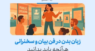 زبان بدن در فن بیان و سخنرانی، هر آنچه باید بدانید 8 "تصویری از یک سخنران است که با استفاده از حرکات دست در حال بیان مفاهیم به مخاطبان است. این تصویر به زبان بدن در فن بیان و سخنرانی اشاره دارد."