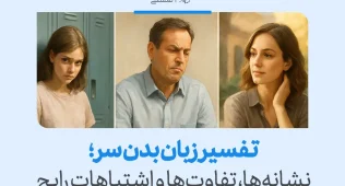 حرکات سر چه میگویند؟ راهنمای کامل تفسیر زبان بدن سر 1 تصویر نشاندهنده تفاوتهای زبان بدن سر است که میتواند احساسات مختلف مانند نگرانی، تفکر یا آرامش را بیان کند.